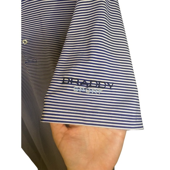 Striped Polo Shirt Draddy Sport Golf Athletic Blue White Menswear - Picture 3 of 4